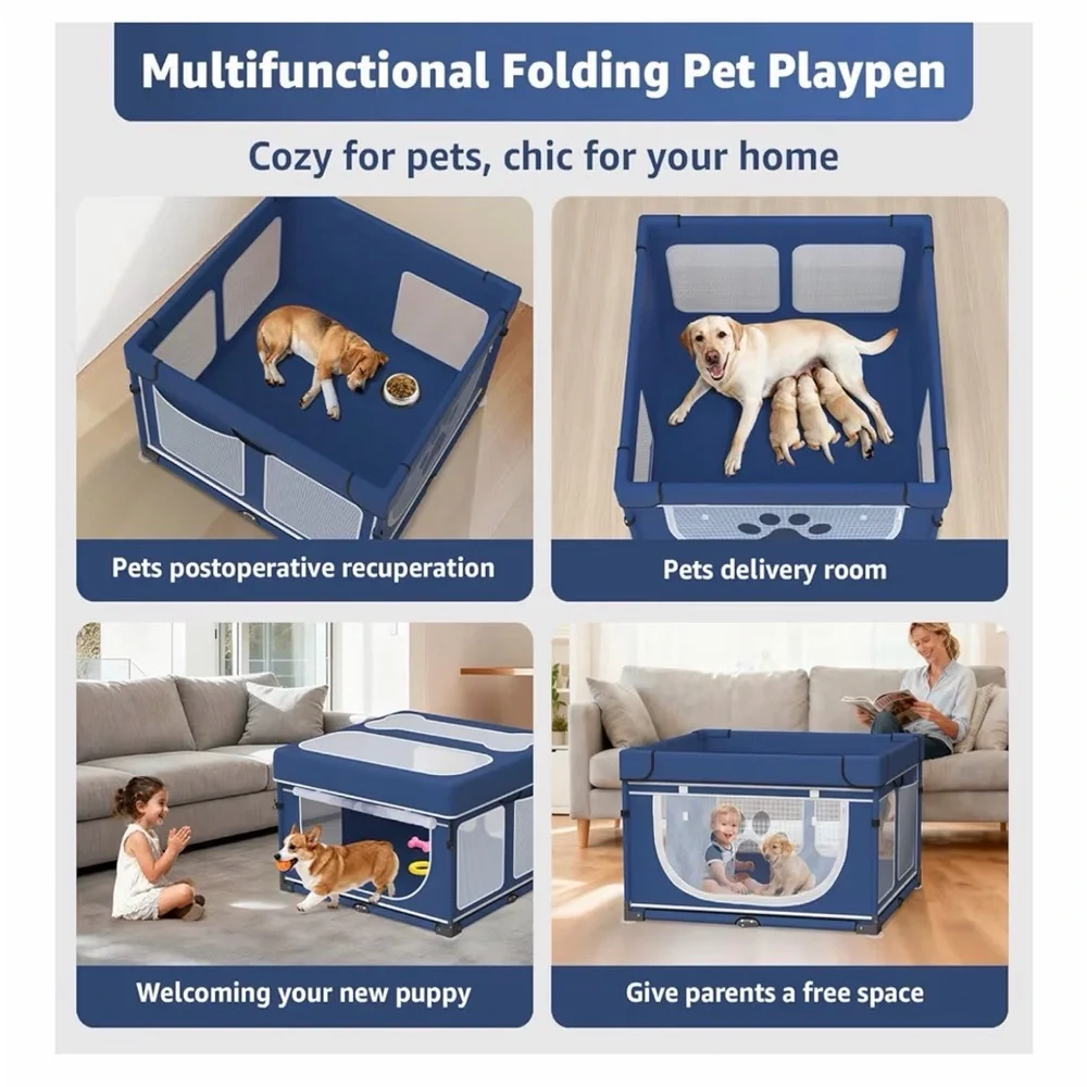 1 Min Setup Portable Puppy🐶Playpen Box for Home🏡Dog🐕Cat🐈Rabbit🐇43.3"x43.3"x27.1" - Picture 10 of 10